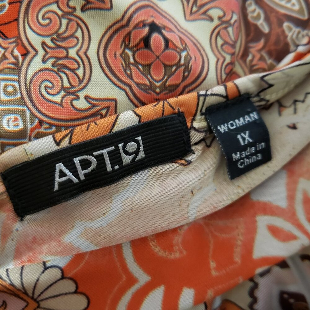 Apt 9 Dress 1X XL Tan Orange Paisley Boho Indie Earthy Cottage Fairy Grunge Y2K - Picture 6 of 7